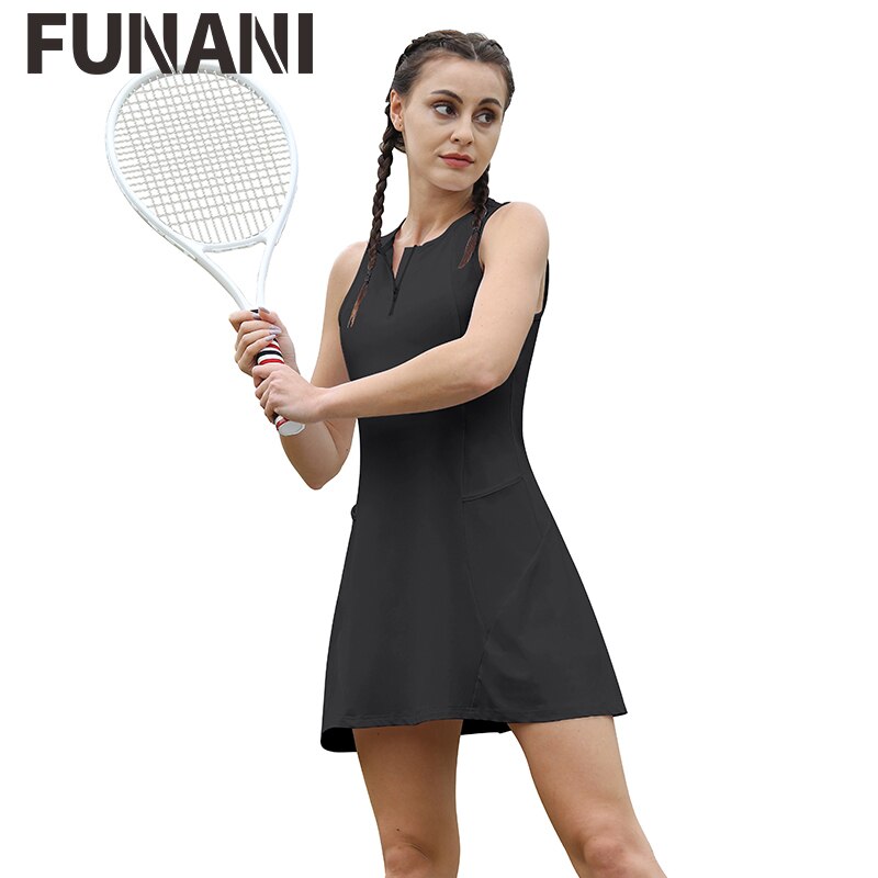FUNANI 여름 여성 테니스 드레스 요가 러닝 스포츠 통기성 탄성 피트니스 야외 양복 세트 투피스 체육관 스포츠웨어